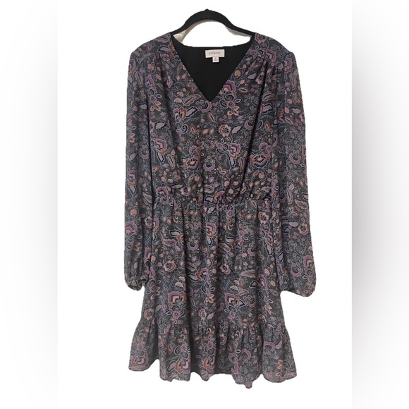 NWOT Evereve Olympia Mini Dress M Floral Chiffon Ruffle Tiered,pockets,feminine - Picture 2 of 6